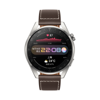 华为(HUAWEI) 智能手表 Watch3 pro 棕色时尚款 棕色真皮表带