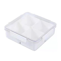 干果盒密封带盖 分格瓜子干果盘糖果盒 白色