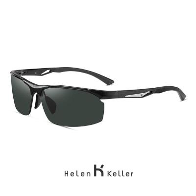 海伦凯勒男士潮户外运动太阳镜登山驾驶铝镁眼镜偏光墨镜H8871