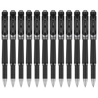 得力(deli)S21办公中性笔0.7mm签名签字笔水笔硬笔书法练字专用碳素粗笔黑色 12支/盒