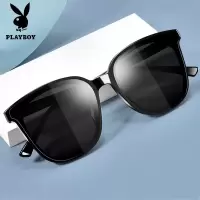 花花公子 PLAYBOY太阳镜驾驶开车GM大脸男士偏光墨镜 黑框灰面