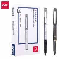 得力(deli)S33中性笔 0.5mm黑色碳素大容量中性笔 办公用品 水笔签字笔12支/盒