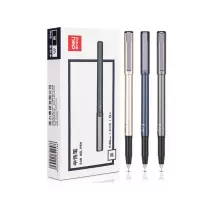 得力(deli)S46中性笔 全针管中性笔 财务专用 12支/盒 0.38mm 黑色