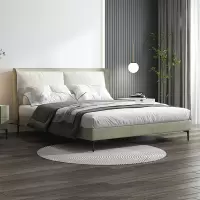 冬熊意式科技布床现代简约主卧大床北欧轻奢软包绒布布艺床ins风