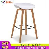 创世人 北欧高脚椅子吧台椅吧凳休闲靠背实木家用酒吧椅(颜色备注)