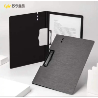 得力(deli)A4横式折页板夹会议夹 加厚硬文件夹 诗朗诵签约夹板 试卷资料收纳夹 64512深灰