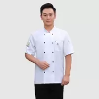 铭祖 厨师服 夏季薄款透气工作服 皇冠短袖 单上衣 3XL (SL)单位:件