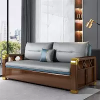 豫亨实木沙发床两用可折叠推拉多功能小户型客厅新款科技布无储物1.35米