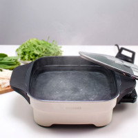 圈厨电火锅家用多功能电煮电炖电热锅多用途4L大容量不粘锅鸳鸯电火锅煎烤电炒锅