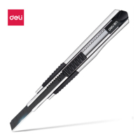 得力(deli) 2056S 黑刀片锌合金美工刀 安全自锁功能裁纸刀