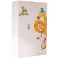 鑫环境铁皮衣柜现代简约推拉门经济型印花柜卡通衣橱阳台储物收纳柜三门