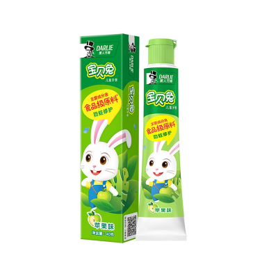 黑人(DARLIE)宝贝兔儿童牙膏2-12岁(苹果味40g) 温和洁净 含钙配方 科学含氟防蛀防龋