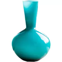 掬涵 空蓝手工玻璃瓶艺术花器花瓶装饰瓶插花工艺品天球瓶北