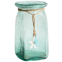 掬涵 气泡海洋清新玻璃花瓶玻璃器皿手工吹制装饰地中海贝壳JUHAN