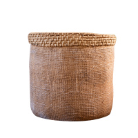 掬涵仿草编水泥花盆花器绿植花卉盆器套盆田园风装饰花篮别墅庭院