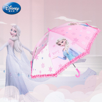 迪士尼学生青少年雨伞女孩小学生冰雪奇缘公主安全防夹手透明可视窗长柄直杆伞 DF20305-Q1283