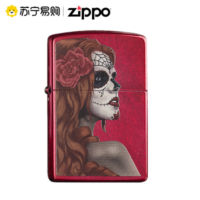 [苏宁自营]zippo打火机魅影脸谱苹果红粉漆墨西哥女郎之宝正品28830