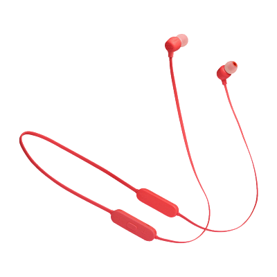 JBL T125BT无线蓝牙耳机颈挂式耳机入耳线控通话耳机HiFi重低音 红色
