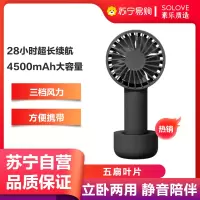 素乐手持小风扇usb可充电迷你小型随身便携式大风力手拿手握桌面学生宿舍办公室夏季床上家用电风扇N10-黑色