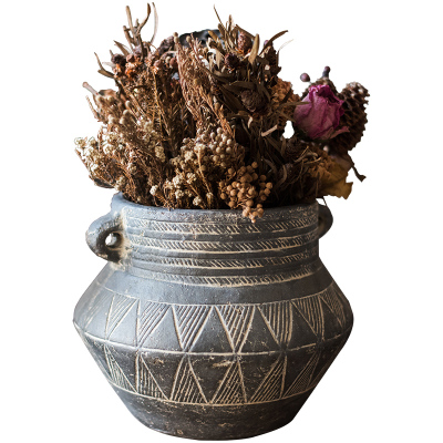 掬涵 非洲元素复古陶罐 艺术古老纹饰 装饰花器花盆摆件民族风