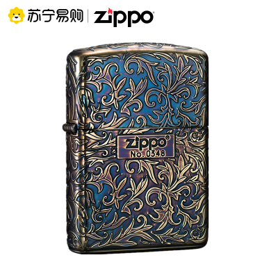 [苏宁自营]zipoo打火机正版烧金五面雕刻熏铜唐草盔甲机限量版zippo