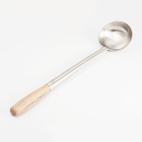 木柄苏壳不锈钢木柄炒勺 手勺 汤勺 分菜勺 加厚防烫厨师炒菜勺 8两 (SL)单位:个