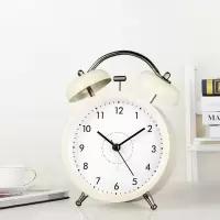 汉时家用金属夜灯小闹钟卧室学生床头时钟简约时尚大音量座钟HA02