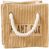 掬涵 牛皮纸袋陶艺花盆 花器 花瓶 花篮 园艺庭院装饰ZAKKA