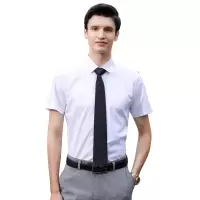 活力时光商务白色短袖衬衫男士