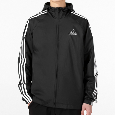 Adidas阿迪达斯外套男装2022春季新款连帽运动防风休闲夹克HE4322
