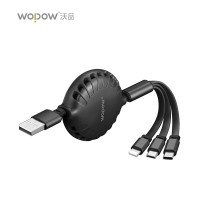 沃品(WOPOW) LC010 可收纳三合一伸缩线 便携充电线 1.2米伸缩线 铝合金TPE材质 支持苹果华为安卓