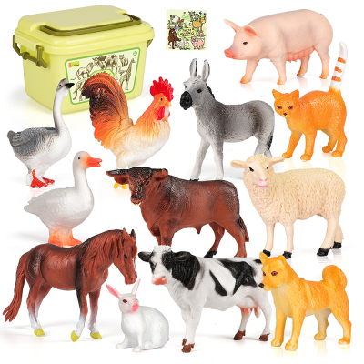 纽奇(Nukied)儿童仿真动物模型玩具农场野生动物模型软胶可水洗益智玩具 农场动物12只(配收纳盒)