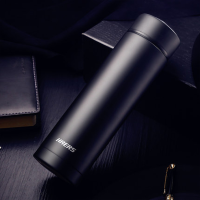 哈尔斯 保温杯男士便携商务车载不锈钢直身杯学生礼品保温水杯 黑色 单个装