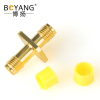 博扬 高频射频同轴转接器50欧 SMA直通头 SMA双母头带法兰双通 1个装 BY-SMA-KKF