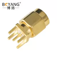博扬 高频射频同轴转接器50欧 SMA-JHD公头 PCB面板插座正四脚 10个装 BY-SMA-JE