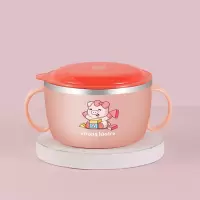 博思源316不锈钢儿童双耳辅食隔热吃饭双层碗-粉色双耳碗