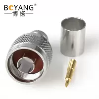 博扬 高频射频同轴转接器50欧 N型公头L16连接器 匹配SYV50-7/7D-FB线压接式1个装 BY-N-C-J-7
