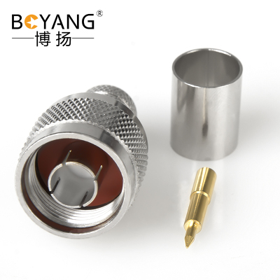 博扬 高频射频同轴转接器50欧 N型公头L16连接器 匹配SYV50-7/7D-FB线压接式1个装 BY-N-C-J-7