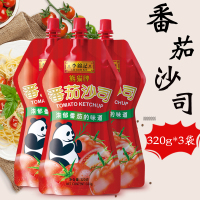 李锦记番茄沙司320g*3袋手抓饼酱披萨薯条蘸点酸甜酱调料挤压熊猫牌番茄酱意面罗宋汤蘸酱调味酱