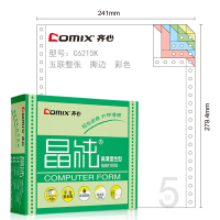 齐心 C6215K 晶纯电脑打印纸241-5彩色1000页撕边 5盒/箱 yz