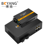博扬 BY-DG204A/B 千兆二光四电单模单纤光纤收发器交换机 光电转换器 防雷SC接口 25公里外置电源