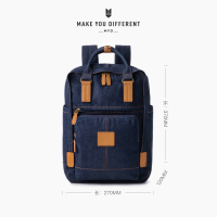 MYD双肩包女轻便时尚休闲百搭书包原创小众牛仔布14寸电脑背包男