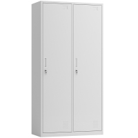 易企采 钢制加厚二门衣柜员工更衣柜储物柜学生宿舍带锁储物柜浴室衣柜健身房存包柜铁皮柜
