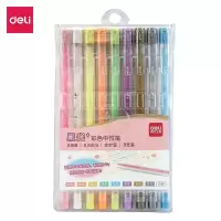 得力(deli)A166彩色中性笔 0.6mm全针管彩色手账笔学生重点标记签字笔绘画笔水笔 9支/盒混色-A166