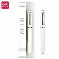 得力(deli)EF暗尖胖达矫姿钢笔正姿笔签字笔金属学生练字墨水笔白色
