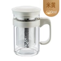 富光(FUGUANG) 透明单层玻璃水杯 T052-G520 办公杯带盖茶水分离泡茶杯 520ml 颜色随机(24个装)
