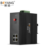 博扬 BY-PG1043A/B POE工业级光纤收发器 千兆单模单纤1光4电光电转换器 FC接口20公里 含电源 一对价