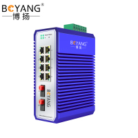 博扬 BY-PG2083A/B POE工业级光纤收发器 千兆单模单纤2光8电光电转换器 FC接口20公里 含电源 一对价