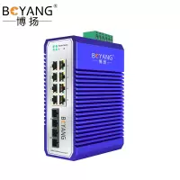 博扬 BY-PG2081S POE工业级光纤收发器 千兆单模双纤2光8电光电转换器 SC接口20公里 含电源