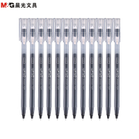 晨光(M&G) 文具0.5mm黑色中性笔 巨能写大容量签字笔笔杆笔芯一体化水笔 12支/盒AGPB6901